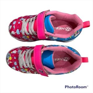 Heelys Girls Dual Up X2 Pink Blue Unicorn Print Skate Shoes Size Youth2/UK 1